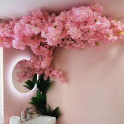 Artificial Cherry Blossom Tree Rattan Suit, Fake Flower Rattan Strip, Wedding Arch Decoration, Home Festival