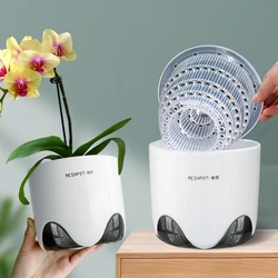 Meshpot 5inch 7inch Orchid Pots with Hole Double Layer Plastic Imitate Ceramic Orchid Planter Provide Good Air Circulation