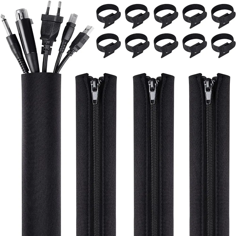 كابل البيانات إدارة الكابلات كم النيوبرين شبكة الكمبيوتر منظم الكابلات تصنيف لإعداد الكمبيوتر غلاف كابل الكمبيوتر #4