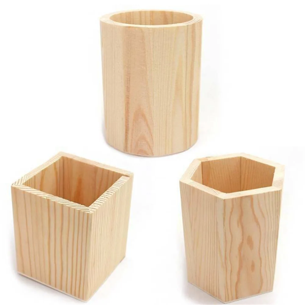 Portalápices de madera para escritorio, caja de almacenamiento de lápices, organizador de papelería de mesa Diy, contenedor de pinceles de maquillaje, suministros de oficina escolar