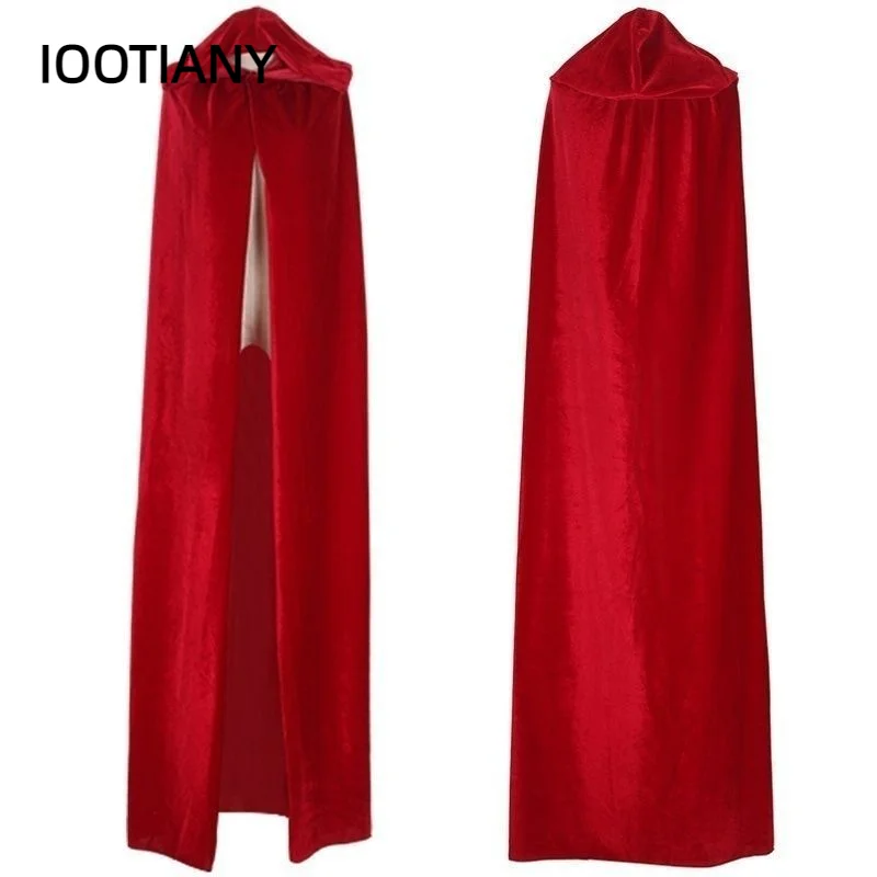 Veludo com capuz trajes de Halloween para homens e mulheres, manto medieval, bruxa, vampiro, mágico, capa, vestido extravagante, cosplay, casaco, nova chegada