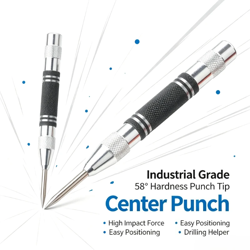128mm Automatic Spring Center Punch Heavy Duty Hole Position Marker Wood Metal Drill Locator Car Emergency Glass Breaker