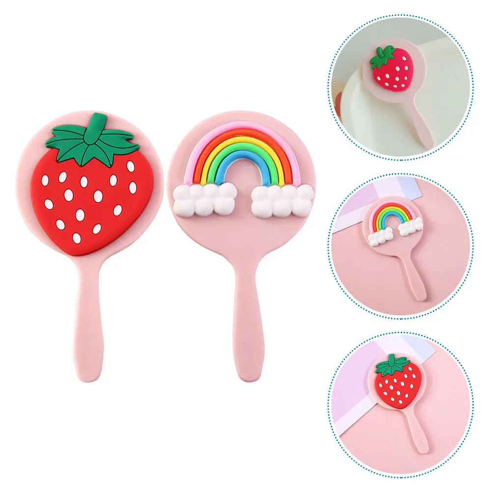

4 Pcs Strawberry Hand Held Mirror Compact for Purses Mirrors with Handle Makeup