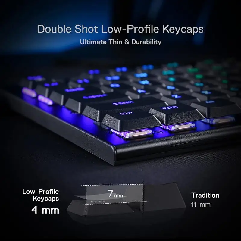 Redragon K619 Horus RGB Mechanical Keyboard Wired Gaming Low Profile Keycaps Red Switch Pro Software Supported