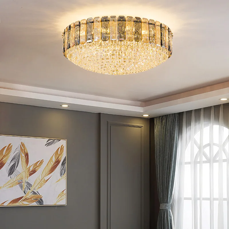 Cristal Lampara Gold Crystal Ceiling Light Luxury Lamparas Lustre Luxe for Living Room Bedroom