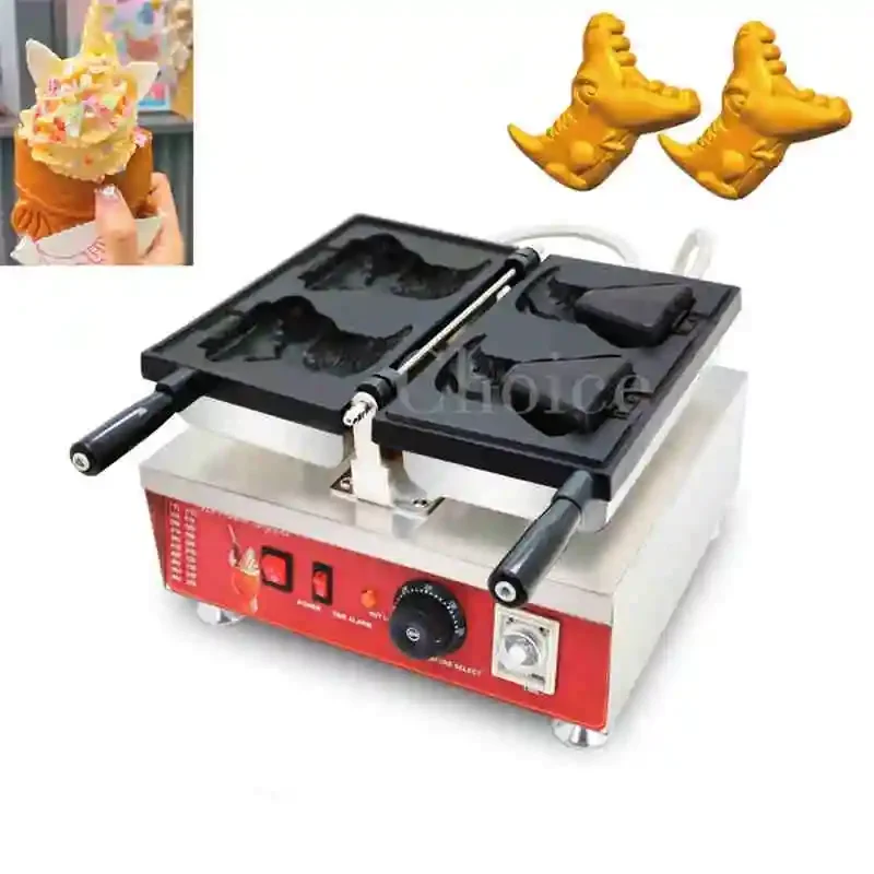 Open Mouth Crocodile Shaped Waffle Cone Machine Cake Snacks Device Ice Cream Taiyaki Making Machine