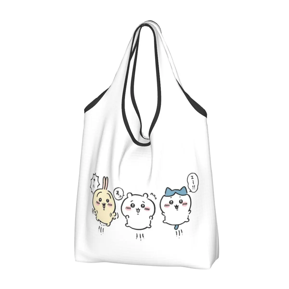 Custom Cartoon Chiikawa Anime Groceries Shopping Bags Shopper Tote Shoulder Bags Big Capacity Portable Popular Manga Handbag