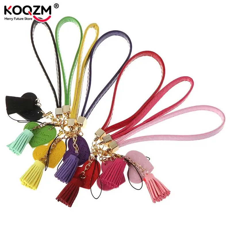 Love Heart Tassel Hand Wrist Lanyard Phone Straps Camera USB Flash Drives String Keychains