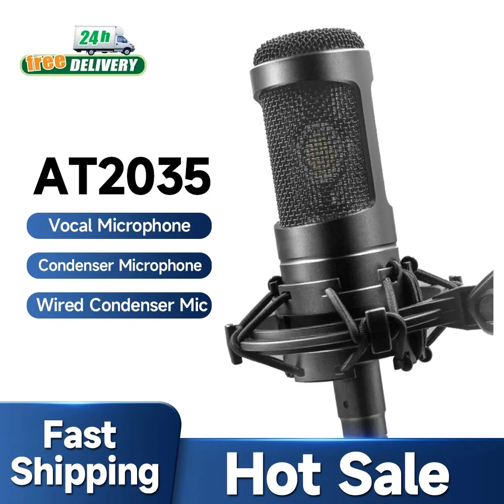 New AT2035 Audio Wired Cardioid Condenser Microphone Wide Dynamic Range for Performance Live Recording Vocal Condenser MIC