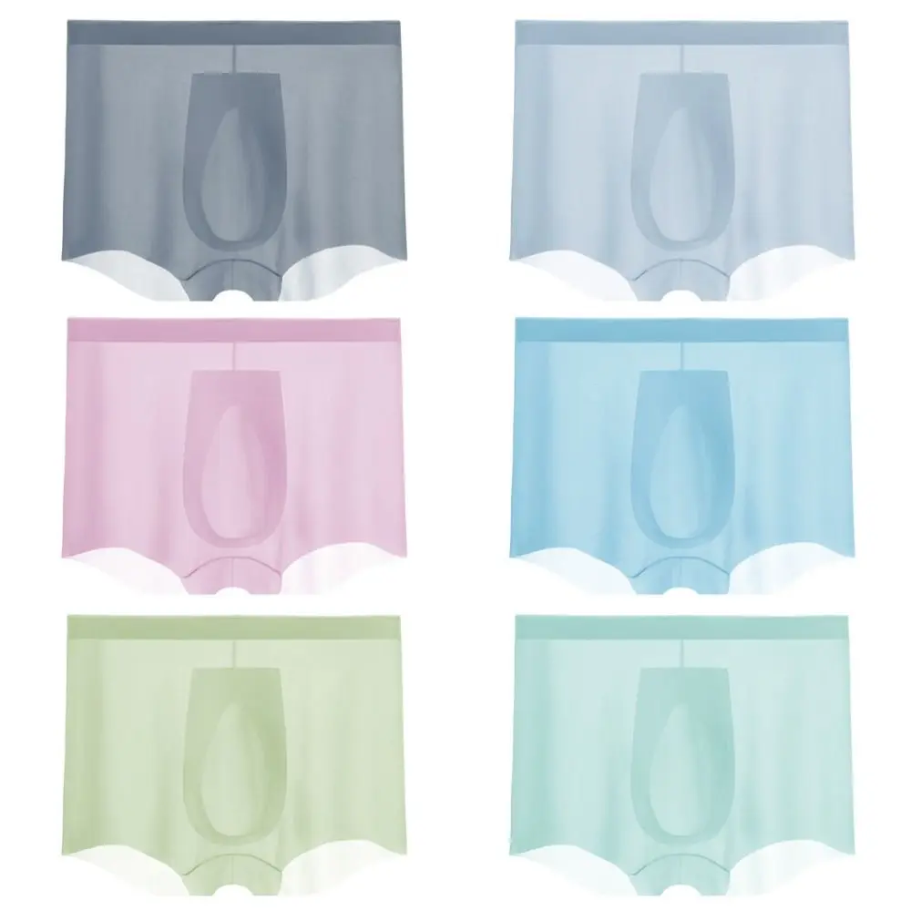 กางเกงบ็อกเซอร์ชายสีทึบสบายบางเฉียบความรู้สึกเย็นกางเกงชั้นในไร้รอยต่อชุดชั้นในชุดชั้นในสําหรับผู้ชายทุกวัน