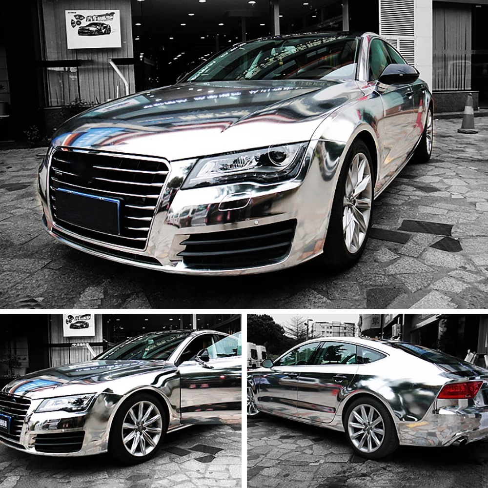 ملصقات السيارات الكروم لامعة مرآة الفينيل الأفلام 152*10/20 سنتيمتر ل مركبة الكمبيوتر المحمول الكمبيوتر دراجة نارية غطاء دراجة اكسسوارات السيارات