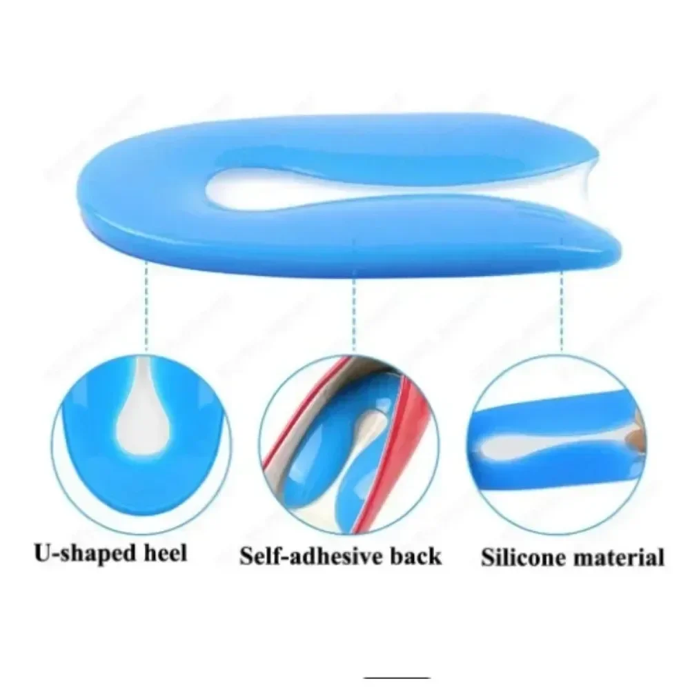 1 paio di cuscinetti per tallone in Gel di Silicone sollievo dal dolore al piede inserti per cuscino del tallone a forma di U per scarpe protezione