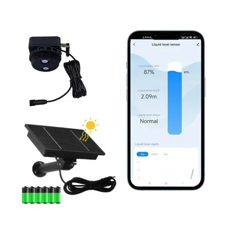 Tlc2326-WF-S Tuya Wifi Ultrasonic Water Level Controller Waterproof Solar Panel Powered Water Tank Level Monitor