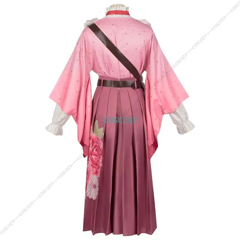 신상품 카마도 네즈코 코스프레 의상 여성 생일 선물 신상 네즈코 유니폼 대나무 가발 가방 핑크 풀 세트