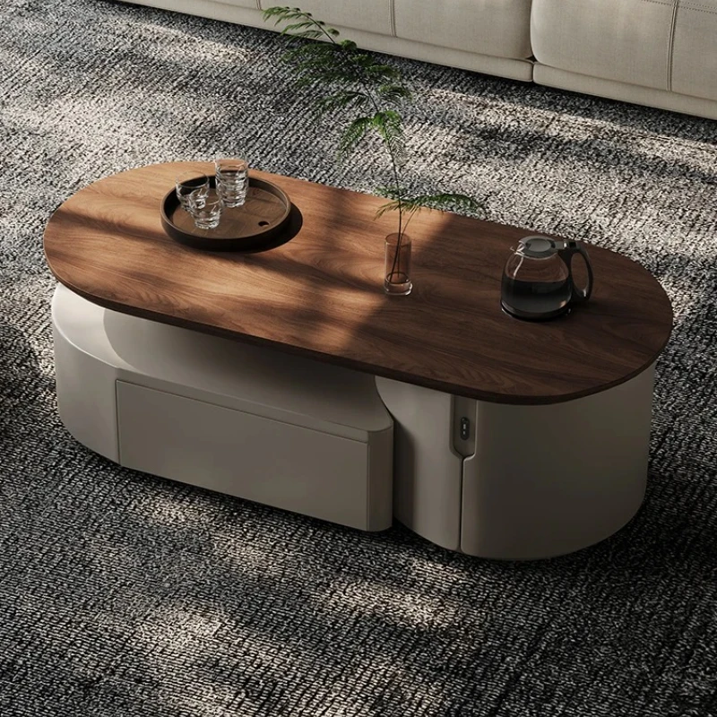 

Italian minimalist living room household small apartment retractable North American black walnut solid wood coffee table