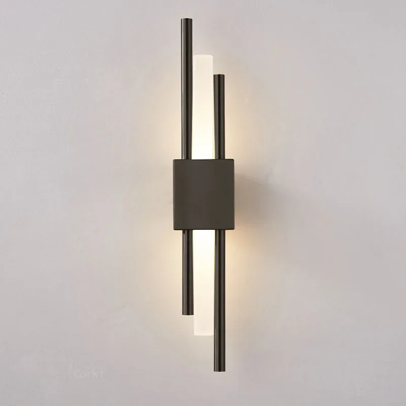 Imagem -04 - Modernas Lâmpadas de Parede Led para Sala Preto e Bronze Latão Metal Dourado Tubo de Acrílico Luminárias Decoração