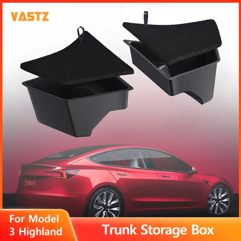 

Боковой ящик для хранения багажника автомобиля для Tesla Model 3, боковой ящик для хранения Highland с крышкой, органайзер для хвостового багажника, украшение перегородки