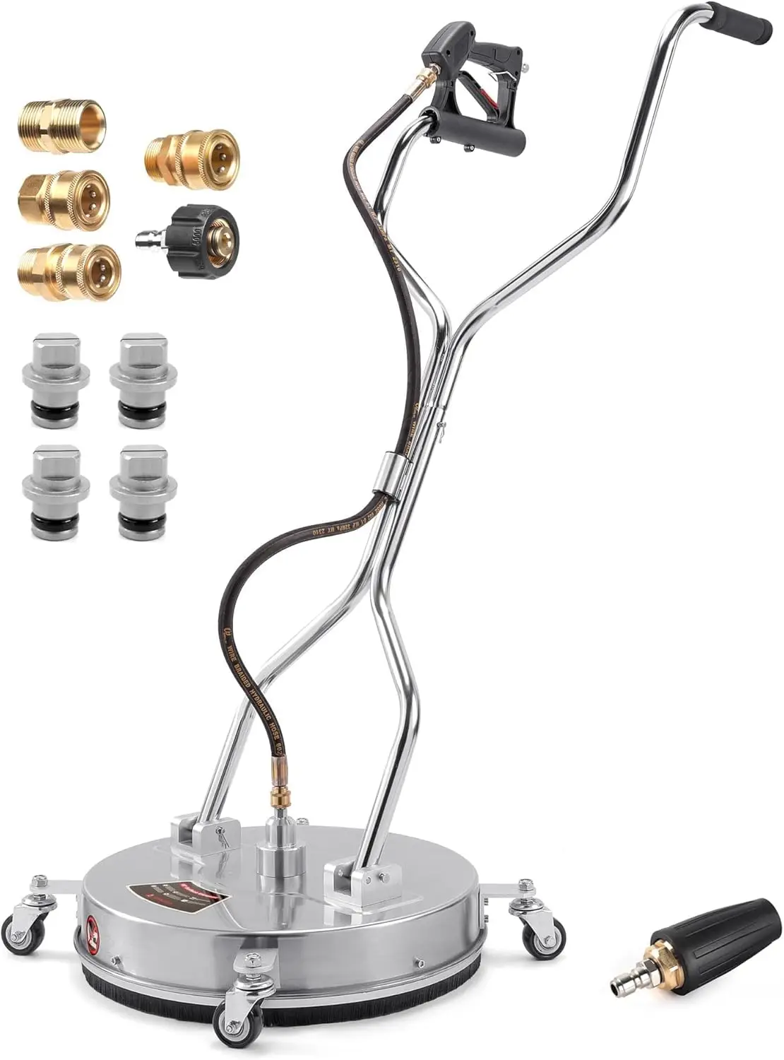 

Washer Surface Cleaner, Driveway Power Washer Attachment with Dual Handle, 4 Replacement Nozzles, 3/8", 1/4" QC
