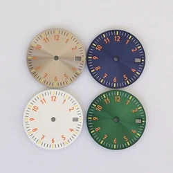 Esfera de reloj luminosa verde de 28,5 MM, esfera de reloj de calendario único, nuevos accesorios de modificación de reloj para movimiento NH35/NH36/4R/7S