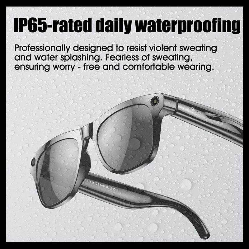 New 100W HD Camera Take Photos Smart Sunglasses AI Voice Assistant Stable 1080P Video Recording Smart Glasses 260mAh BT Calling