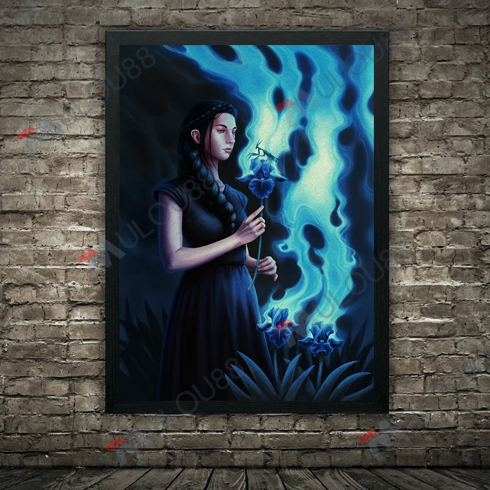 Mermaids,Tentacles,Floral Scents,Abstract Wall Art Canvas Painting Angels From The Pond,Gothic Art Poster And Print Home Decor