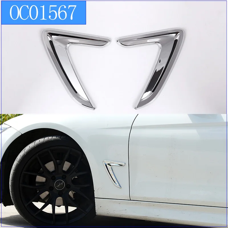 Car Side Vent Air Flow Fender Intake Decoration Cover For BMW F30 F34 3GT 3 Series 2013-2017 Chrome Wheel Front Bumper Sticker