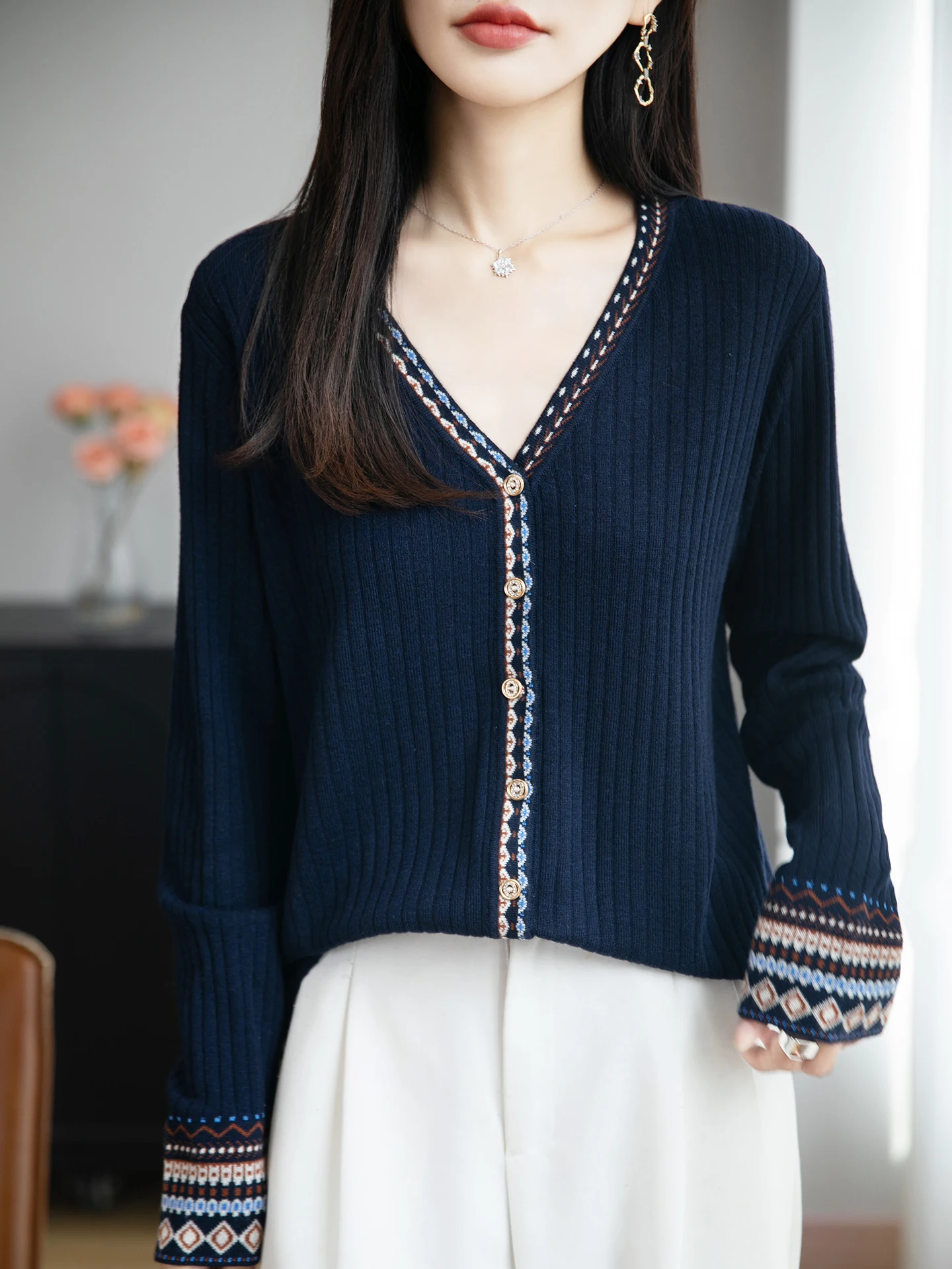 

Ранняя осень, новый свободный утягивающий вязаный открытый кардиган с v-образным вырезом, женский тонкий шерстяной мягкий длинный теплый топ све