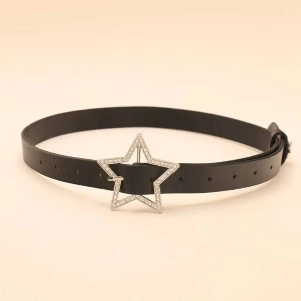 Trendy Rhinestone Star Buckle Women's Belt PU Leather Punk Street Style Waist Chain Dress Shirt Decoration Y2K Girls