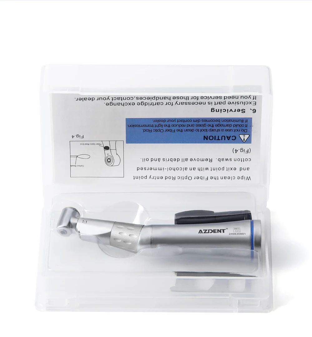 AZDENT Dental LED 1:1 Winkelstück mit E-Generator, langsamlaufendes Handstück, interner Einzelwasserspray, Druckknopf, Zahnarztwerkzeug – Detail 7
