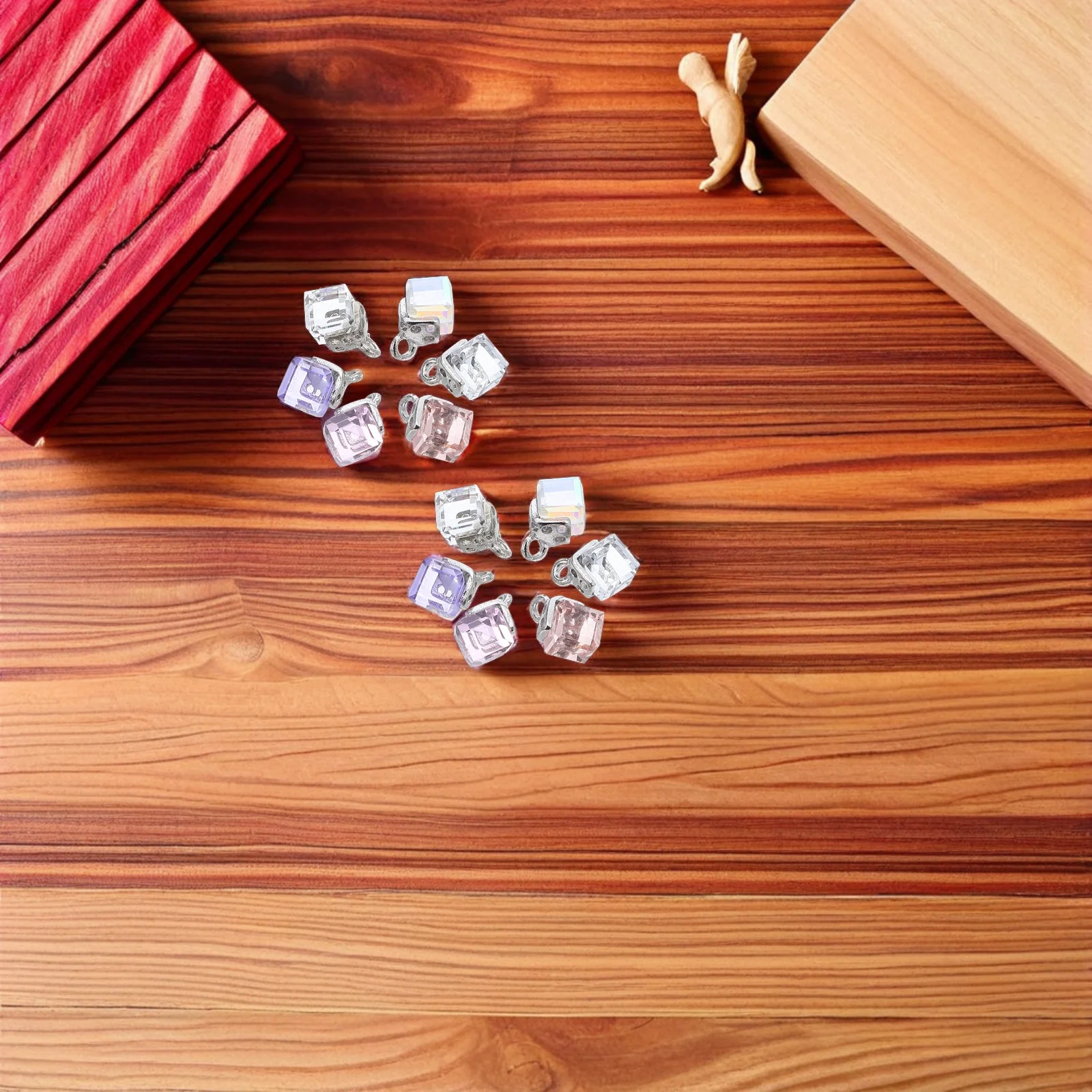 

60Pcs Crystal Pendant Charms Cube Beads Dangle Jewelry Findings Necklace Earrings Bracelet DIY Accessories Bracelet Spacer Beads