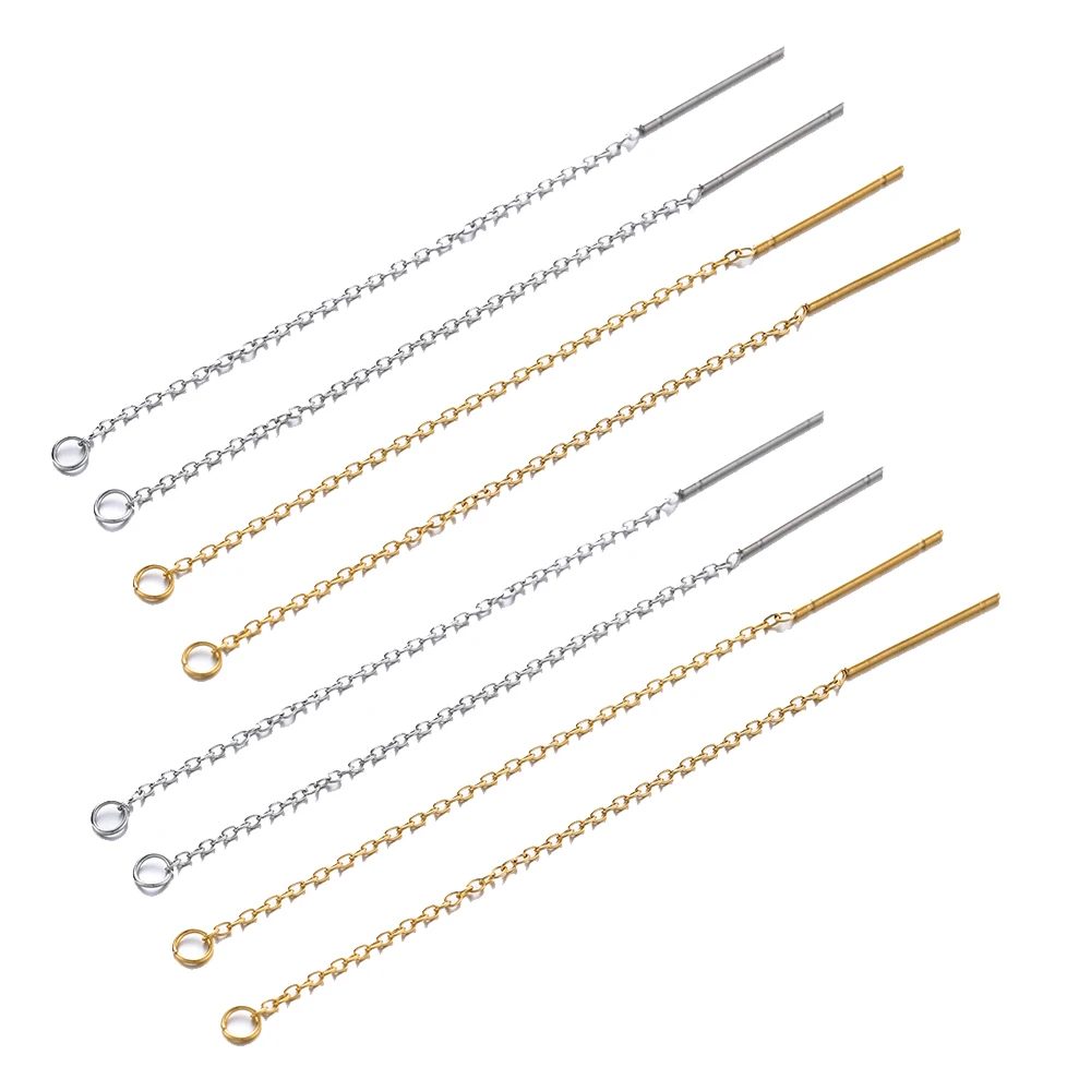 10Pcs/Pack 8/13cm Gold Silver Stainless Steel Long Tassel Chain Drop Earring Chain For DIY Jewelry Earring Making Accessories