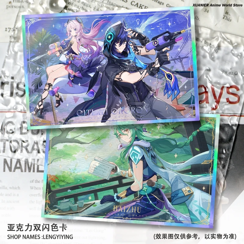 Juego periférico Kal'tsit Amiya Arknights dibujos animados doble flash colección de papel de colores tarjeta de firma Cosplay