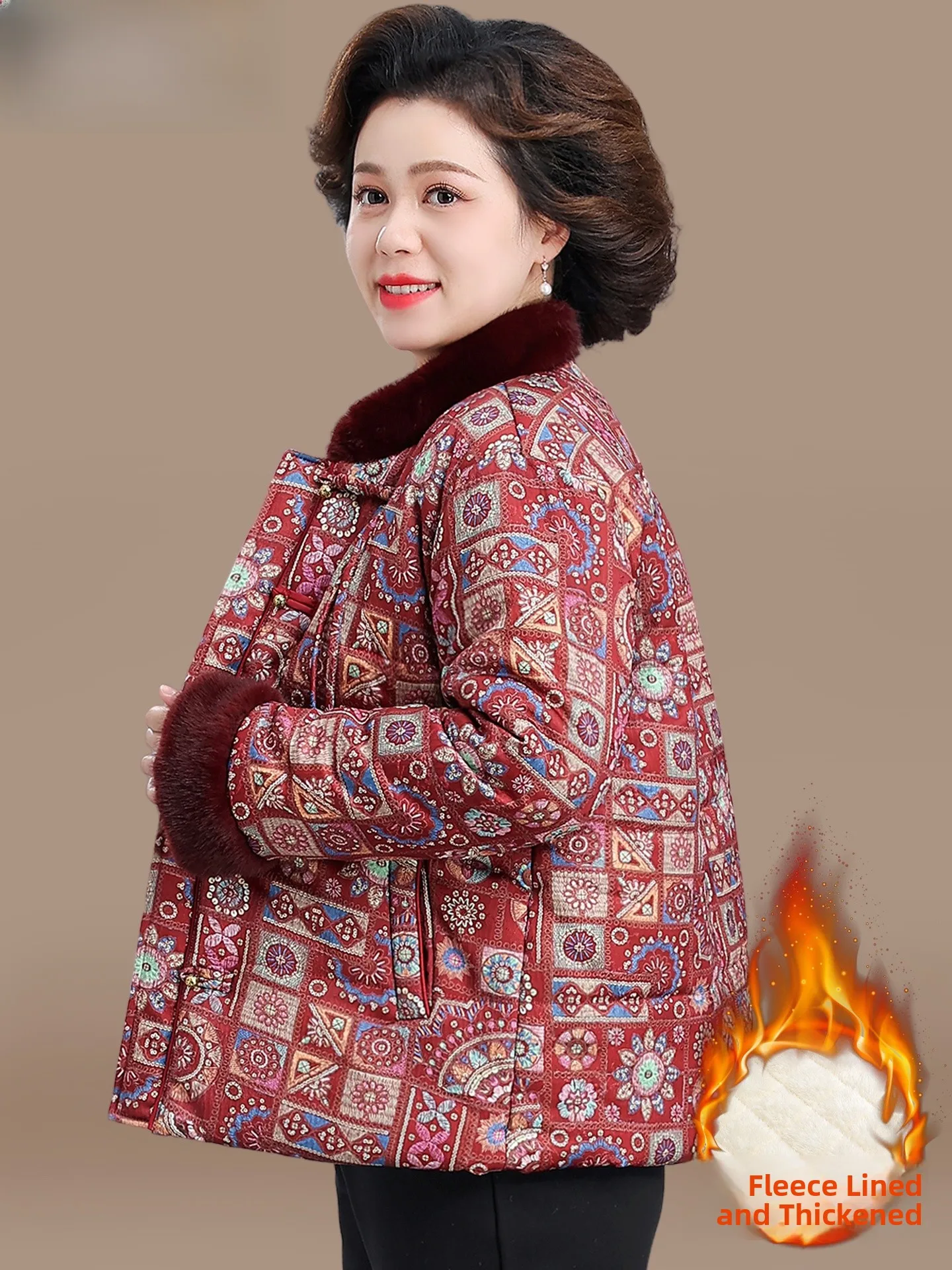 

Утепленная флисовая куртка для женщин на осень-зиму, новое хлопковое пальто в китайском стиле для бабушек и пожилых дам, теплая верхняя одежда