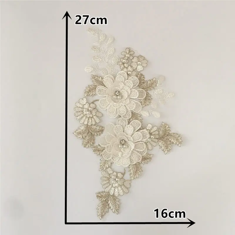 New arrive ABS pearl Embroidery Fabric Applique Collar Dress DIY Lace Neckline 3D Flower Sewing Decorative Clothing Accessories