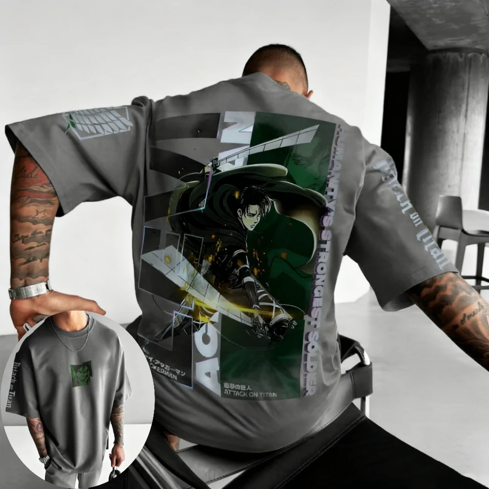 Camiseta de Ataque a los Titanes para Hombre y Mujer, Camiseta de Anime de Levi Ackerman, Camiseta de Manga Corta Informal para Niños, Ropa de Primavera y Verano para Padres e Hijos