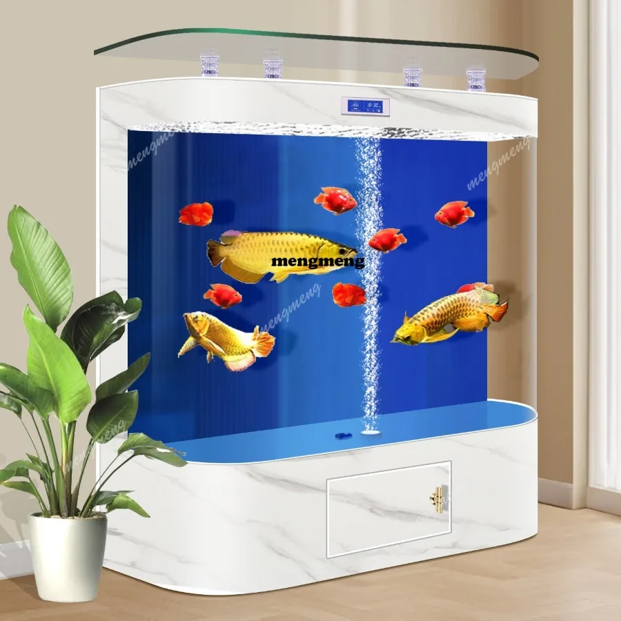 Double arc living room ecological fish tank household medium and large glass floor filtration water-free all-in-one machine