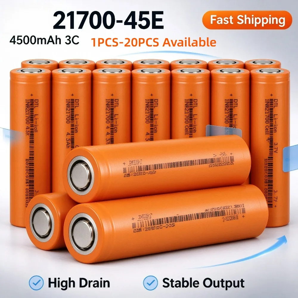 INR21700 4500mAh Rechargeable Lithium Battery 3.7V High Capacity 3C Power for Power Tools,Flashlights,Christmas String Lights