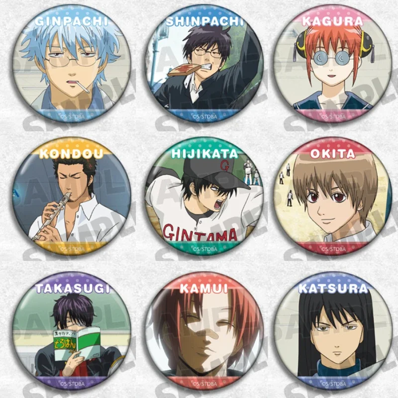 

Sakata Gintoki Shimura Shinpachi Kagura Sadaharu Anime Fan Peripherals Pendant Brooch Jewelry Anime Badge Backpack Decoration