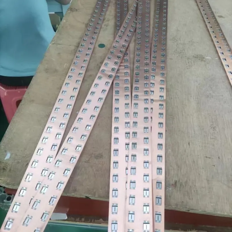 12PCS High Quality 21700 2P Copper Busbar Cells With Cells 21.4mm Misaligned 0.5mm Copper Connectors  Length 800mm