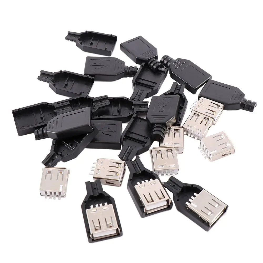 Durable Type A Plug 4-Pin Female with Plastic Cover USB Adapter USB Connector USB Plug Socket