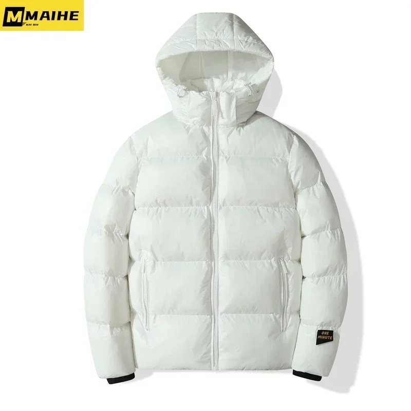 Brand Down Cotton Lightweight Men's Winter Jacket Korean Trend Bright Waterproof Short Hooded Coat Luxury Women Street Ski Wear