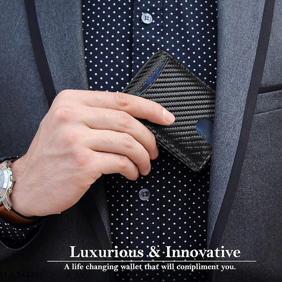 남성 슬림 지갑 - RFID 차단 앞주머니 반지갑 신용카드 홀더 - 슬림 - 머니클립 포함 남성 지갑
