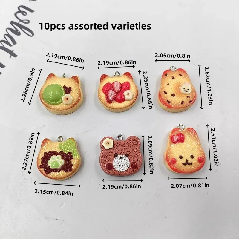 10Pcs Mini Rabbit Bear Bread Resin Charms Flatback Floating Pendants For Necklace Earring Keychain DIY Findings