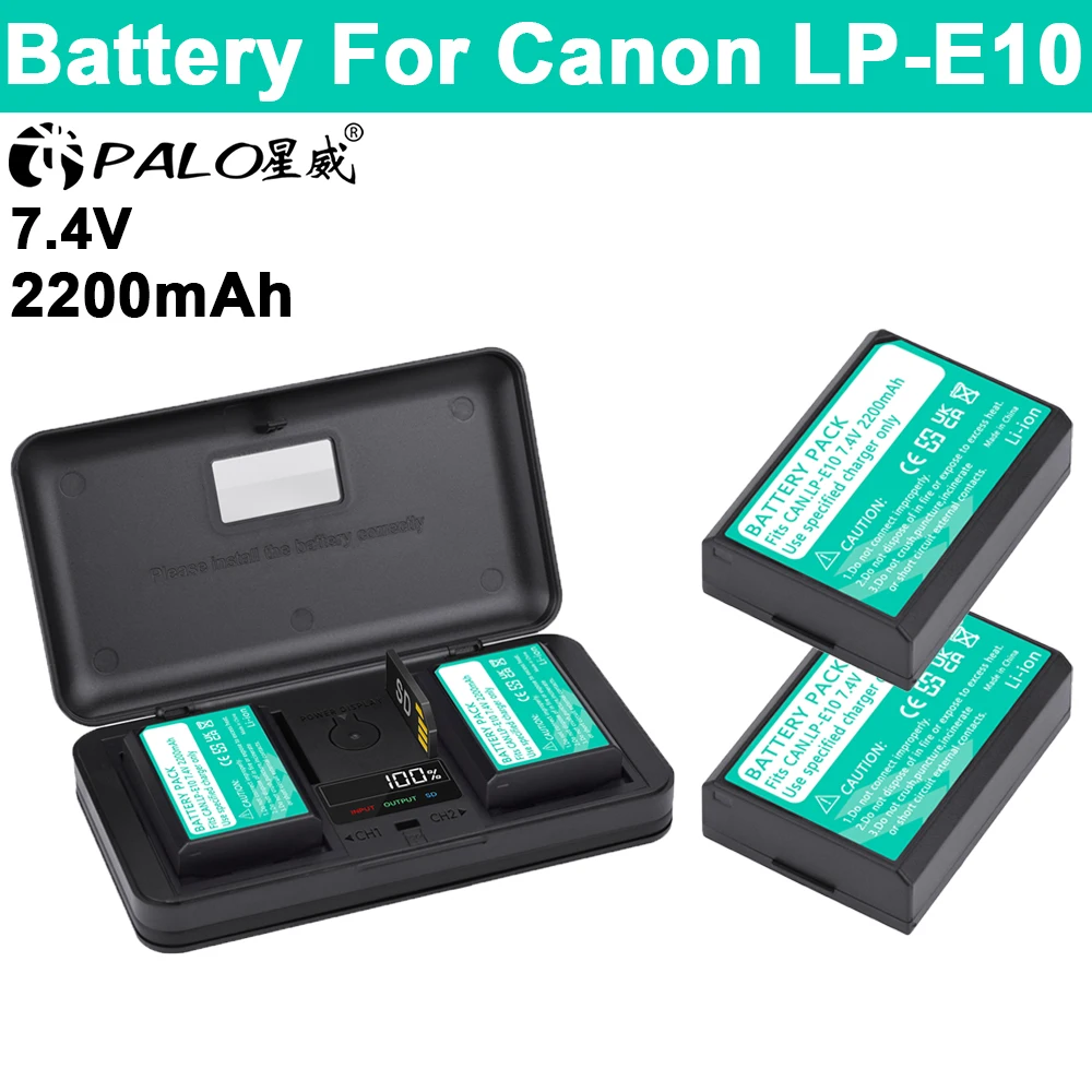 PALO LP-E10 LPE10 LP E10 Camera Battery for Canon EOS 1100D 1200D 2000D 3000D Kiss X50 Kiss X80 Rebel T3 Rebel T5 Battery