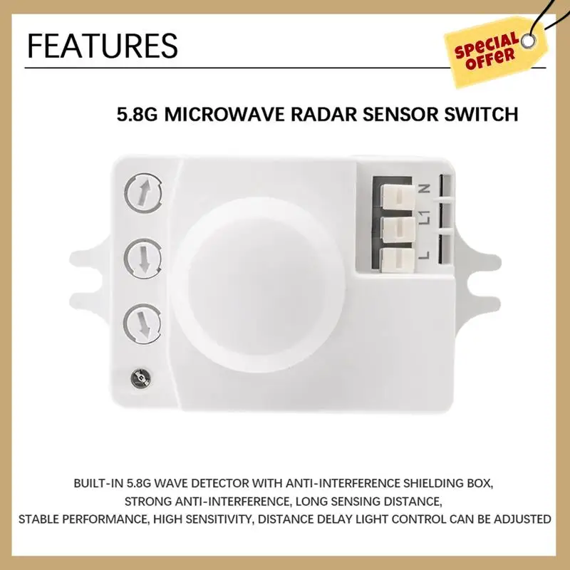 5,8G микроволновый индукционный переключатель 220 В интеллектуальное энергосберегающее управление микроволновый радарный датчик простой в использовании