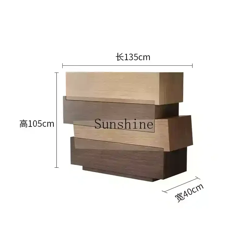 Ash wood dining edge color matching design simple art entrance storage storage cabinet