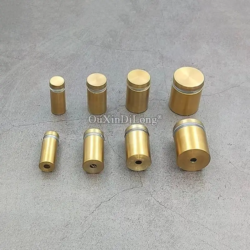 200PCS Stainless Steel Hollow Gold Advertising Nails Screws Bolt Glass Standoffs Pins Billboard Screws 8 Sizes for Choose