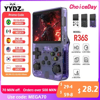 Open Source R36S Retro Handheld Video Game Console Linux System 3.5 inch IPS Screen Portable Pocket Video Game Player 64GB Games