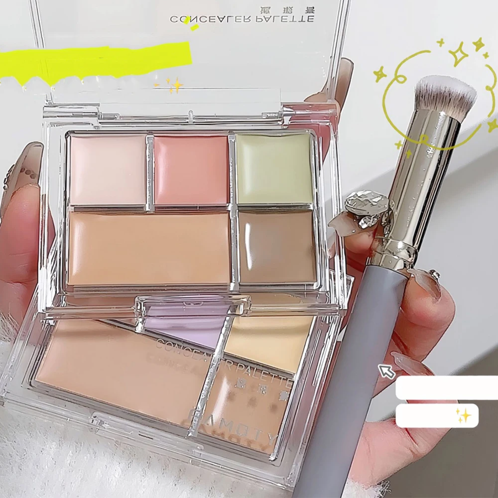 Fünf-Farben-Concealer-Palette feuchtigkeit spendende Abdeckung dunkle Kreise Akne Poren Foundation Creme dauerhaft aufhellen Gesicht Primer Basis Make-up