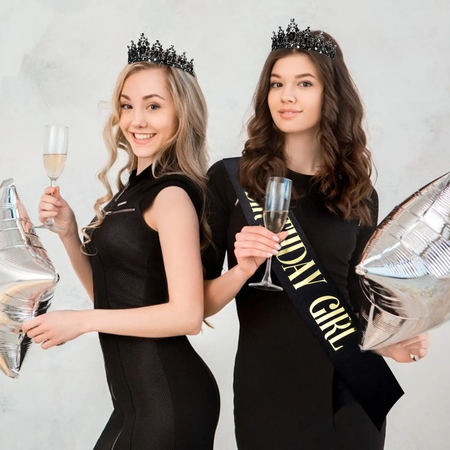 Barocke Strass-Geburtstagsmädchen-Schärpe, Band, Krone, Tiara, Stirnbänder, Schärpe mit Anstecknadel, Happy Birthday Party für Frauen und Mädchen – Detail 6
